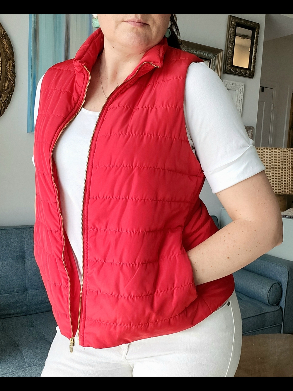 Michael Kors Bright Red Quilted Puffer Vest